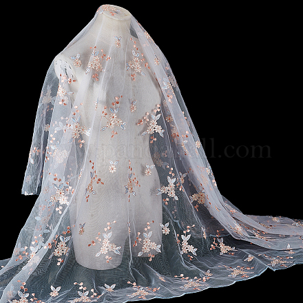 Полиэстер кружевная ткань с цветочным узором DIY-WH0061-021C-1