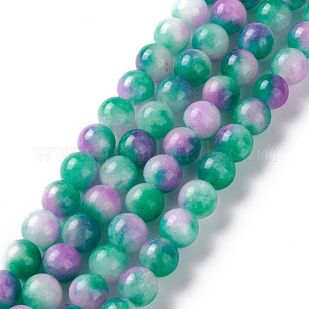 Natural Malaysia Jade Beads Strands, Round, Dyed, Dark Green, 8mm, Hole:  1mm, about 48pcs/strand, 15 inch