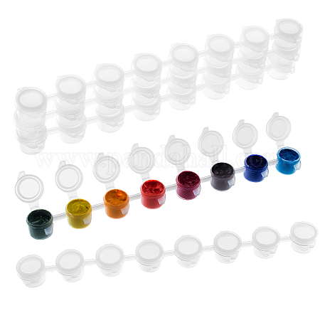 Plastic Paint Pots Strips, 3ml 8 Pots Mini Empty Paint Cups with Lids, for  Arts Crafts Watercolor Pigment, Clear, 22.8x5.7x1.5cm