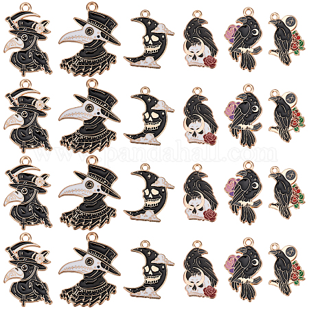 Wholesale SUPERFINDINGS 24Pcs 6 Styles Halloween Charms Gothic Theme Alloy  Enamel Pendants Kalolary Coffin Crow with Rose Flower Dangle Charms for  Halloween Party DIY Jewelry Necklace Bracelet Supplies 