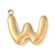304 Stainless Steel Initial Pendants, Ion Plating(IP), Real 18K Gold Plated, Letter W, 16~18x6~18x3mm, Hole: 1.8mm