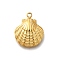 304 Stainless Steel Charms, Real 14K Gold Plated, Shell Shape, 15x12.5x3mm, Hole: 1.6mm
