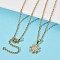 Brass Micro Pave Clear Cubic Zirconia Pendant 304 Stainless Steel Chain Necklaces for Women, PVD Vacuum Plating, Real 18K Gold Plated, Flower, 18.11 inch(46cm), 47mm exdenter