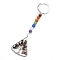 Natural Tourmaline Keychains, with Metal Split Rings, Triangle, 11.5cm