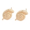 Ocean Style Brass Stud Earring Findings, with Loop, Shell Shape, Real 14K Gold Plated, 16.5x11.5mm, Hole: 1mm, Pin: 0.8mm