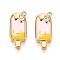 304 Stainless Steel Charms, with Enamel and Rhinestone, Ice Sucker Charm, Real 14K Gold Plated, Gold, 15x6.5x2.5mm, Hole: 0.8mm