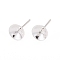925 Sterling Silver Stud Earring Findings, Silver, Tray: 6mm, 13mm, pin: 0.7mm