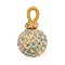 Polyester Pendants, Multicolor Woven Ball Charm, Pink, 38.5~39x22.5~23mm, Hole: 4.5x8.5mm
