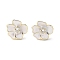 Camellia Brass Enamel Stud Earring Findings, Long-lasting Plated, Flower, Real 14K Gold Plated, 12.5x11.5mm, Pin: 11.5mm