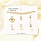 Cubic Zirconia & Shell Pearl Heart Round Pendant & Necklaces & Bracelets Sets, 304 Stainless Steel Jewelry Sets for Women, Real 14K Gold Plated, 16.38 inch(416mm)