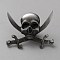 Skull Alloy Brooches, Antique Silver, 30x38mm