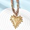 304 Stainless Steel Heart Pendant Printed Silk Ribbon Necklaces for Women, Colorful, Golden, 16.14 inch(41cm)