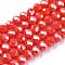 Electroplate Glass Beads Strands, Pearl Luster Plated, Faceted, Rondelle, Red, 3.5~3.8x3mm, Hole: 0.4mm, about 105~110pcs/strand, 29~31cm