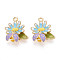 Alloy Enamel Pendants, Rack Plating, Flower Charm, Light Gold, Light Sky Blue, 21x18x6mm, Hole: 1.6mm