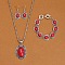 Alloy with Synthetic Turquoise Pendant Necklaces & Link Bracelets & Dangle Earring Sets, Antique Silver, Oval, Red, 490mm