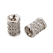 925 Sterling Silver Micro Pave Clear Cubic Zirconia Beads, Column, Platinum, 6x4.5x4.5mm, Hole: 1.6mm