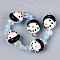 Christmas Handmade Lampwork Bumpy Beads Strands, Snowman, with Glass, Faceted, Black, 15~16x16~17x14mm, Hole: 1~1.2mm, about 5pcs/strand, 6.30 inch(16cm)