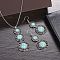 Bohemian Style Alloy & Synthetic Turquoise Pendant Necklaces & Dangle Earrings Sets, Flat Round, 62x26mm