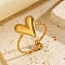 304 Stainless Steel Cuff Rings, Heart, Golden, 13.5x2mm, US Size 7 1/4(17.5mm)