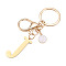 Stainless Steel Keychains, Golden, with Lobster Claw Clasps, Letter J, 97mm