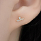 S925 Sterling Silver Clear Cubic Zirconia Petal Stud Earrings, Golden, 7mm