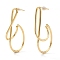 Brass Half Hoop Earrings, with Steel Pin and Plastic Ear Nuts, Long-Lasting Plated, Real 18K Gold Plated, 43x25x7mm, Pin: 0.8mm