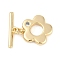 Brass Micro Pave Clear Cubic Zirconia Toggle Clasps, Flower, Real 18K Gold Plated, Flower: 14.5x14x2.5mm, Hole: 1.2mm, Bar: 17x4.5x2mm, Hole: 1.4mm