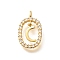 Brass Micro Pave Cubic Zirconia Pendants, Real 18K Gold Plated, Oval with Letter Charms, Letter C, 18.5x11x3.5mm, Hole: 2x1.5mm