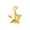 Brass Pendants, Star Charms, with Jump Rings, Cadmium Free & Lead Free, Long-Lasting Plated, Rack Plating, Real 18K Gold Plated, 20x16x7mm, Hole: 3.5mm