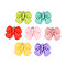 Opaque Resin Pendants, Bowknot, with Platinum Plated Iron Loop, Mixed Color, 27~27.5x32~33x5~6mm, Hole: 2mm