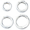 4Pcs 4 Styles 925 Sterling Silver Spring Gate Rings, with 925 Stamp, Silver, 9 Gauge, 10~15x3mm, 1pc/style