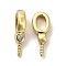 Brass Micro Pave Cubic Zirconia Cup Pearl Peg Bails Pin Pendants, Long-Lasting Plated, Cadmium Free & Lead Free, Real 18K Gold Plated, White, 10.5x4x2mm, Hole: 3x2mm, Pin: 0.8mm