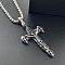 Fashionable Stainless Steel Gothic Skull Cross Pendant Necklaces for Men, Stainless Steel Color