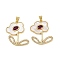 Brass Micro Pave Cubic Zirconia Pendants, Flower Charm, with Natural Shell, Cadmium Free & Lead Free, Rack Plating, Long-Lasting Plated, Real 18K Gold Plated, 26x23x3mm, Hole: 5x3.5mm