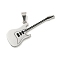 304 Stainless Steel Big Pendants, with Enamel, Guitar Charm, Stainless Steel Color, 51.5x17.5x2.5mm, Hole: 8.5x4.5mm