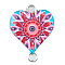 Alloy Enamel Connector Charms, Heart-Shaped Links with Flower Pattern, Platinum, Crimson, 20x16mm