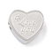 Tarnish Resistant 304 Stainless Steel European Beads, Large Hole Beads, Heart with Word Love You, Stainless Steel Color, 10.5x12x6mm, Hole: 4.5mm
