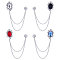 4Pcs 4 Colors Glass Oval Hanging Chain Brooches, Platinum Alloy Badges for Collar Shirt Suit, Mixed Color, 140mm, 1Pc/color