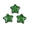 Resin Cabochons, with Glitter Powder, Star, Green, 16x16.5~17x5~6mm