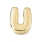 Brass Slide Charms, Letter, Golden, Letter U, 25x20x5mm, Hole: 11x2mm