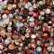 Mixed Style Glass Beads, Round, FireBrick, 8~10mm