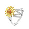 Adjustable Brass Rhinestone Rotating Cuff Rings, Letter & Sunflower, with Word You are My Sunshine, Fidget Spinner Ring for Calming Worry Meditation, Platinum & Light Gold, Letter M, Inner Diameter: 15~20mm