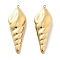 PVD Vacuum Plating 304 Stainless Steel Pendants, Conch Charm, Real 18K Gold Plated, 42x15.5x10mm, Hole: 1.5mm