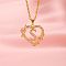Brass Crystal Rhinestone Hollow Rose Heart with Letter Pendant Necklaces for Women, with Pink Enamel, Golden, Letter S, 19.69 inch(50cm)