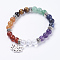 1Pc Chakra Jewelry, Natural Mixed Stone Beads Stretch Bracelets, with Alloy Findings, Lotus with Zazen, Antique Silver, 2-1/4 inch(5.7cm)
