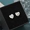 Rack Plating Brass Micro Pave Clear Cubic Zirconia Stud Earrings, Heart, Letter V, 8.5x9.5mm