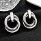 Alloy Stud Earrings, Platinum, Ring, 50mm