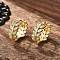 Clear Cubic Zirconia Leaf Hoop Earrings, Brass Jewelry for Women, Real 18K Gold Plated, 14x5.5mm, Pin: 0.8mm