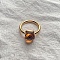 Square 304 Stainless Steel with Glass Finger Rings, Golden, Orange, 10mm, US Size 8(18.1mm)