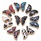 Eco-Friendly Printed Alloy Pendants, with Enamel, Cadmium Free & Nickel Free & Lead Free, Butterfly, Light Gold, Mixed Color, 17.5x25x3mm, Hole: 2mm